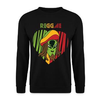 Reggae Love Alien Jamaica Souvenir Rasta Music Ras - Unisex Sweatshirt - black - Front - Alina (178cm) & Michal (187cm)