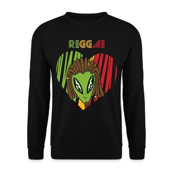 Reggae UFO Jamaika Souvenir Rasta Musik Rastafaria - Unisex Pullover - Schwarz - Vorne - Alina (178cm) & Michal (187cm)