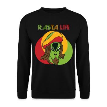 Reggae Herz Alien Rasta Jamaika Souvenir Rastafari - Unisex Pullover - Schwarz - Vorne - Alina (178cm) & Michal (187cm)