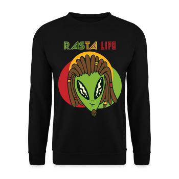 Reggae Alien Herz Rasta Jamaika Souvenir Rastafari - Unisex Pullover - Schwarz - Vorne - Alina (178cm) & Michal (187cm)