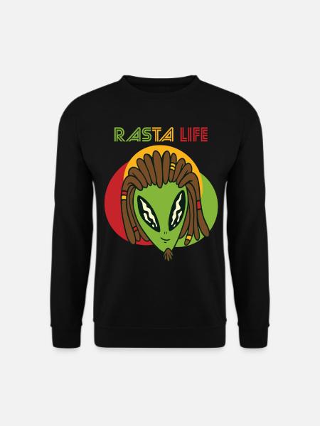 Reggae Alien Herz Rasta Jamaika Souvenir Rastafari - Unisex Pullover - Schwarz
