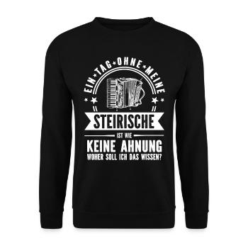 Tag ohne Steirische Akkordeon Ziehharmonika - Unisex Pullover - Schwarz - Vorne - Alina (178cm) & Michal (187cm)