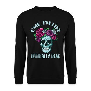 Skull Roses Wreath Red Rose Bones Death Dead - Unisex Sweatshirt - black - Front - Alina (178cm) & Michal (187cm)