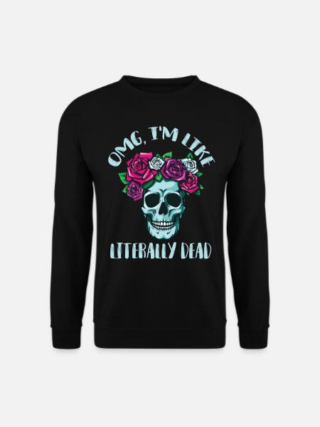 Skull Roses Wreath Red Rose Bones Death Dead - Unisex Sweatshirt - black