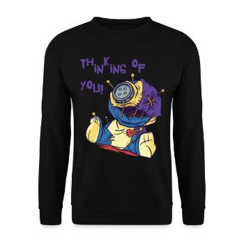 Thinking Of You Voodoo Doll Creepy Halloween Witch - Unisex Sweatshirt - black - Front - Alina (178cm) & Michal (187cm)
