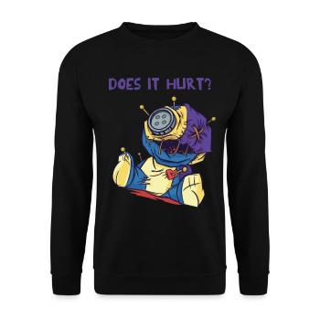 Voodoo-Puppe Tut es weh? Gruselige Halloween-Hexer - Unisex Pullover - Schwarz - Vorne - Alina (178cm) & Michal (187cm)