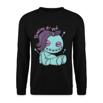 Zombie Voodoo doll thinking of you! Halloween- - Unisex Sweatshirt - black - Front - Alina (178cm) & Michal (187cm)