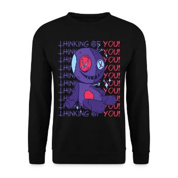 Voodoo I'm thinking of you! Creepy Halloween Witch - Unisex Sweatshirt - black - Front - Alina (178cm) & Michal (187cm)