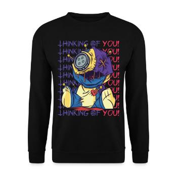 Creepy Voodoo Doll Thinking of You Hallowee - Unisex Sweatshirt - black - Front - Alina (178cm) & Michal (187cm)