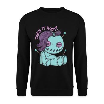 Ça fait mal? Poupée vaudou zombie Sorcellerie d’Halloween - Sweat-shirt Unisexe - noir - Devant - Alina (178cm) & Michal (187cm)