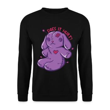 Voodoo-Häschen Tut es weh? Voodoo Puppe Halloween - Unisex Pullover - Schwarz - Vorne - Alina (178cm) & Michal (187cm)
