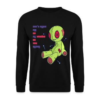 Voodoo auf dich! Hexerei Gruseliges Halloween Kost - Unisex Pullover - Schwarz - Vorne - Alina (178cm) & Michal (187cm)