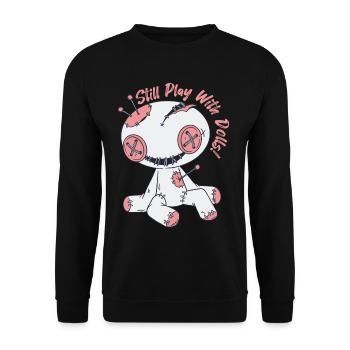Gruselige Voodoo-Puppe Spielen mit Puppen Hexerei - Unisex Pullover - Schwarz - Vorne - Alina (178cm) & Michal (187cm)