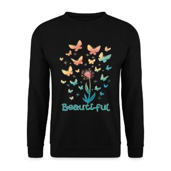 Butterfly Beautiful Flower Autumn Spring Schmett - Unisex Sweatshirt - black - Front - Alina (178cm) & Michal (187cm)