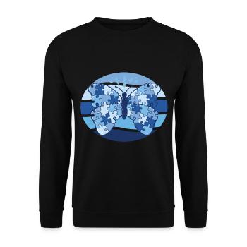 Patchwork Butterfly Flowers Butterflies Herb - Unisex Sweatshirt - black - Front - Alina (178cm) & Michal (187cm)