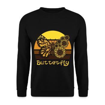 Sunflower Butterfly Love Butterflies Her - Unisex Sweatshirt - black - Front - Alina (178cm) & Michal (187cm)