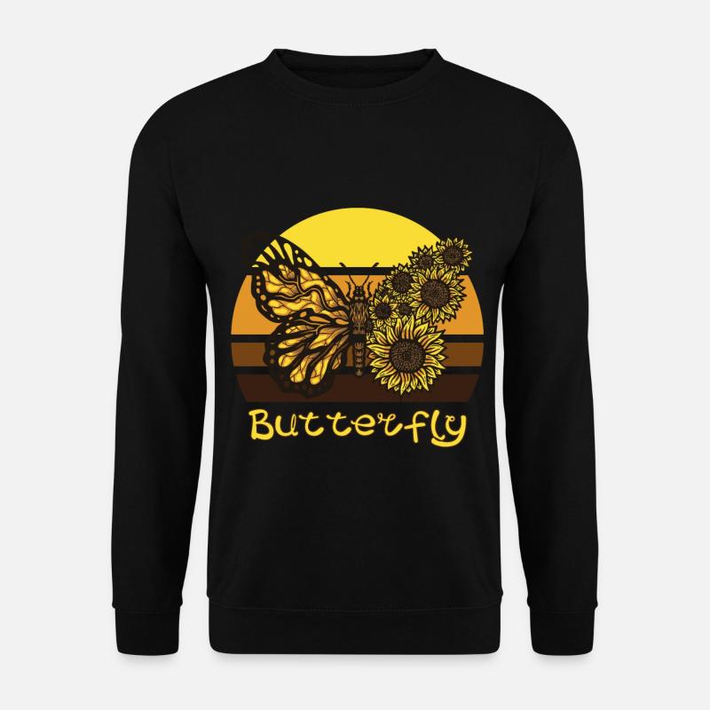 Sonnenblume Schmetterling Liebe Schmetterlinge Her - Unisex Pullover - Schwarz