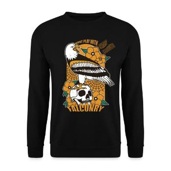 Autour des palombes Ornithologue Fauconnerie Aigle Faucon Faucon - Sweat-shirt Unisexe - noir - Devant - Alina (178cm) & Michal (187cm)