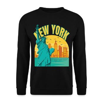 New York City Liberty Island Bridge NY Souvenir US - Unisex Sweatshirt - black - Front - Alina (178cm) & Michal (187cm)