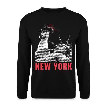 New York City Liberty Statue Manhattan USA - Unisex Sweatshirt - black - Front - Alina (178cm) & Michal (187cm)