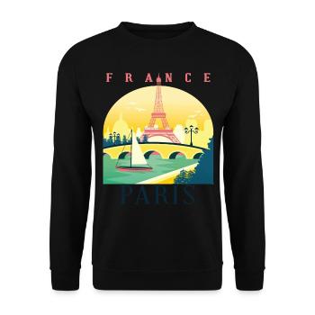 Ich liebe Paris und Eiffelturm Bonjour aus Frankre - Unisex Pullover - Schwarz - Vorne - Alina (178cm) & Michal (187cm)
