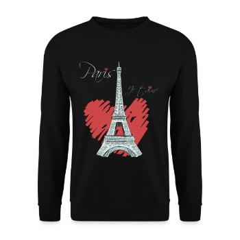 Paris Tour Eiffel Arc de Triomphe L’amour de Frankre - Sweat-shirt Unisexe - noir - Devant - Alina (178cm) & Michal (187cm)
