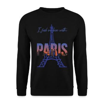 Eiffelturm Ich liebe Paris Bonjour aus Frankreich - Unisex Pullover - Schwarz - Vorne - Alina (178cm) & Michal (187cm)