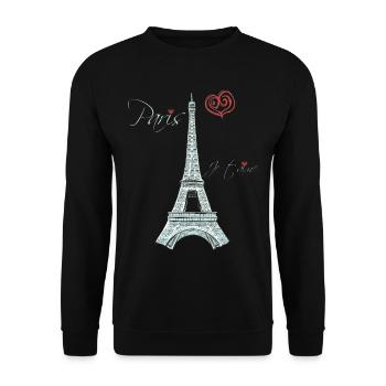 Tour Eiffel Bonjour Paris Love Bike Love de F - Sweat-shirt Unisexe - noir - Devant - Alina (178cm) & Michal (187cm)