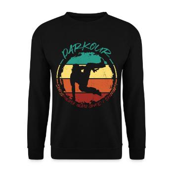 Verrückter Parkour Freestyle Running Jumper City T - Unisex Pullover - Schwarz - Vorne - Alina (178cm) & Michal (187cm)