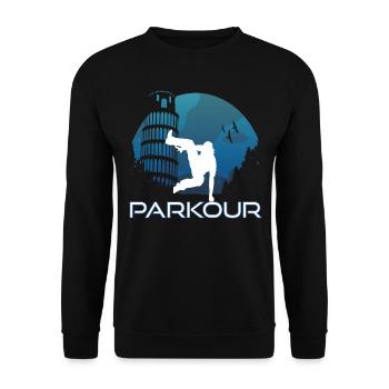 Avertissement de parkour sauter par-dessus tout comme la tour de Pise - Sweat-shirt Unisexe - noir - Devant - Alina (178cm) & Michal (187cm)