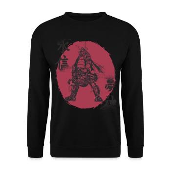 Funny Samurai with Gatling Japanese Warrior B - Unisex Sweatshirt - black - Front - Alina (178cm) & Michal (187cm)