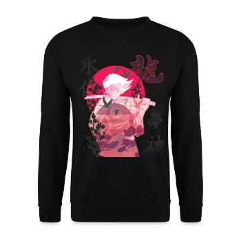 Fille Samouraï Japonais Fleurs Guerrière Japon Ka - Sweat-shirt Unisexe - noir - Devant - Alina (178cm) & Michal (187cm)