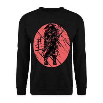 Samurai Krieger Ninja Japanische Kunst Japan Katan - Unisex Pullover - Schwarz - Vorne - Alina (178cm) & Michal (187cm)