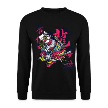 Samouraï Dragon Guerrier Ninja Fille Japonaise Ku - Sweat-shirt Unisexe - noir - Devant - Alina (178cm) & Michal (187cm)