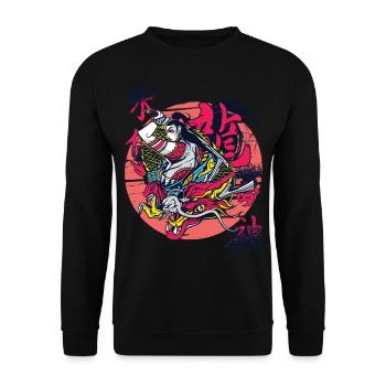 Dragon Japonais Fille Samouraï Guerrière Japonaise - Sweat-shirt Unisexe - noir - Devant - Alina (178cm) & Michal (187cm)
