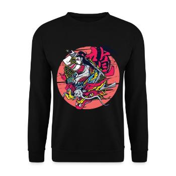 Samurai Girl Dragon Warrior Ninja Art Japonais - Sweat-shirt Unisexe - noir - Devant - Alina (178cm) & Michal (187cm)
