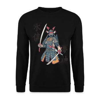 Samouraï Rétro Art Japonais Ninja Japonais K - Sweat-shirt Unisexe - noir - Devant - Alina (178cm) & Michal (187cm)