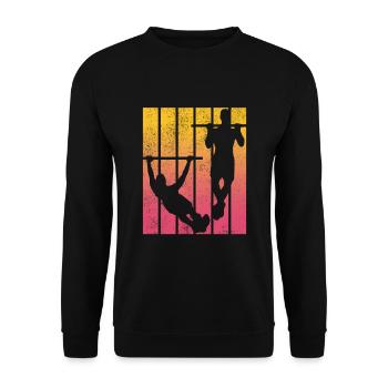 Rétro Vintage Calisthenics Sunset - Sweat-shirt Unisexe - noir - Devant - Alina (178cm) & Michal (187cm)