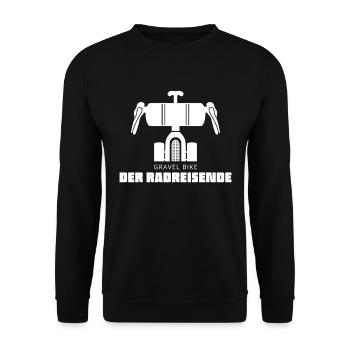 Der Radreisende am Gravelbike - Reise Fahrrad Tour - Unisex Pullover - Schwarz - Vorne - Alina (178cm) & Michal (187cm)