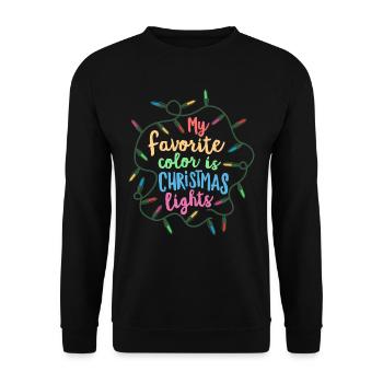 Meine Lieblingsfarbe ist Weihnachtsbeleuchtung Weihnachten - Unisex Pullover - Schwarz - Vorne - Alina (178cm) & Michal (187cm)