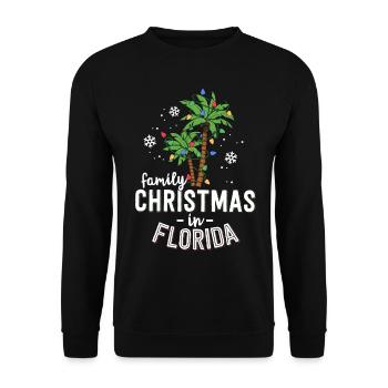 Familienweihnacht in Florida Palmen Weihnachten Strand - Unisex Pullover - Schwarz - Vorne - Alina (178cm) & Michal (187cm)