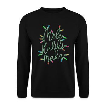 Mele Kalikimaka Christmas Lights Festive Holiday - Unisex Sweatshirt - black - Front - Alina (178cm) & Michal (187cm)