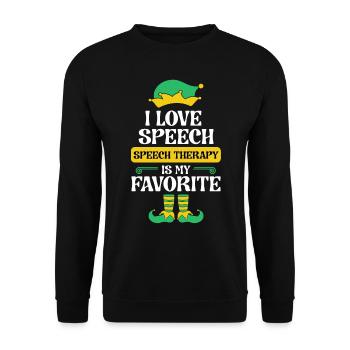 Speech Therapy Elf Christmas School Therapist SLP - Unisex Sweatshirt - black - Front - Alina (178cm) & Michal (187cm)