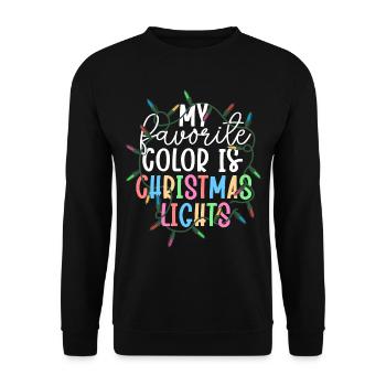 Meine Lieblingsfarbe ist Weihnachtsbeleuchtung Weihnachten - Unisex Pullover - Schwarz - Vorne - Alina (178cm) & Michal (187cm)