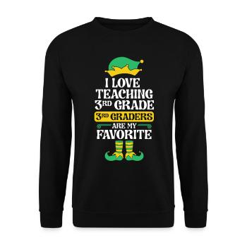 3rd Grade Teacher Elf Christmas School Party I - Unisex Sweatshirt - black - Front - Alina (178cm) & Michal (187cm)