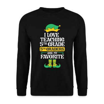 5th Grade Teacher Elf Christmas School Party I - Unisex Sweatshirt - black - Front - Alina (178cm) & Michal (187cm)