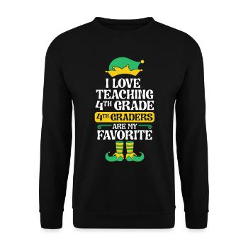 4th Grade Teacher Elf Christmas School Party I - Unisex Sweatshirt - black - Front - Alina (178cm) & Michal (187cm)