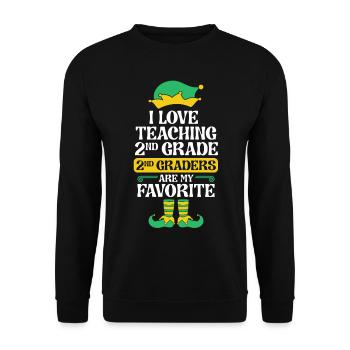 2nd Grade Teacher Elf Christmas School Party I - Unisex Sweatshirt - black - Front - Alina (178cm) & Michal (187cm)