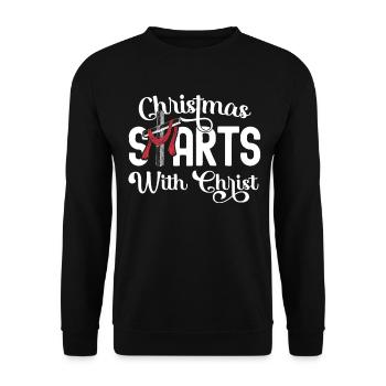 Christmas Starts With Christ Cross Jesus Christian - Unisex Sweatshirt - black - Front - Alina (178cm) & Michal (187cm)