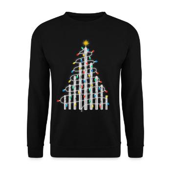 Christmas Tree Craftsman Drill Construction Worker DIY - Unisex Sweatshirt - black - Front - Alina (178cm) & Michal (187cm)